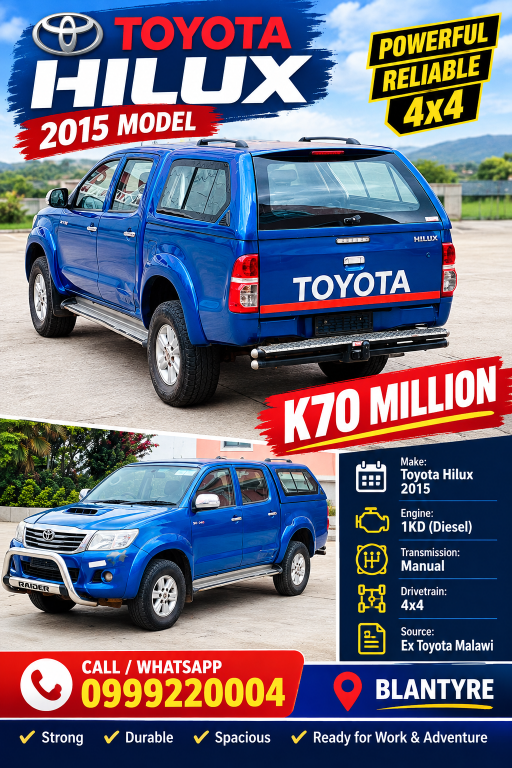 2015 Toyota Hilux ex Toyota Malawi 